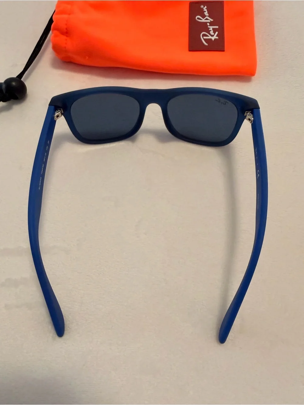Ray-Ban Kids Navy Blue Sunglasses with Bright Orange Pouch